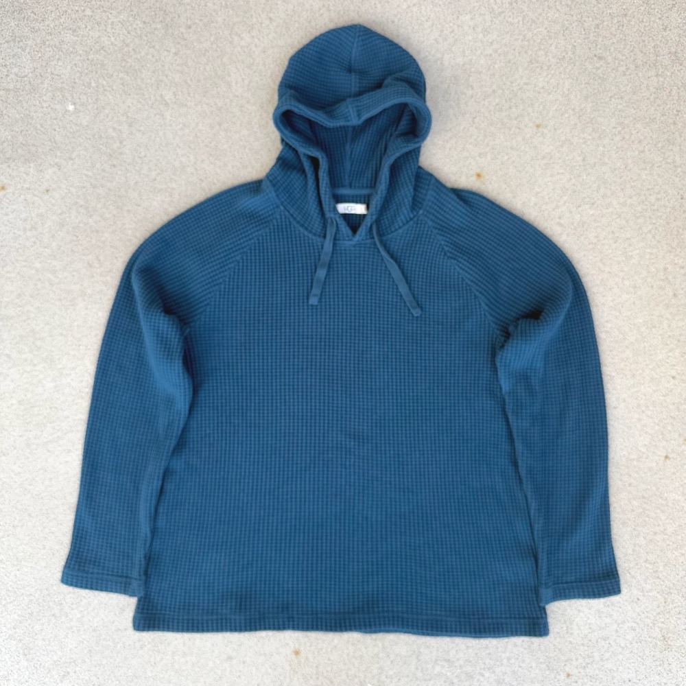 UGG Waffle Knit Mens XL Hoodie - Blue Raglan Sweater